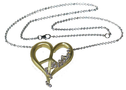 Peace of Heart Necklace-large-14K Gold with Abundance Overflowing Diamonds-2