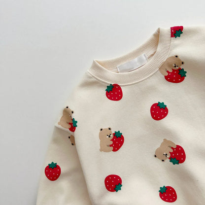 Pants and Sweatshirt Set Strawberries for Children-3