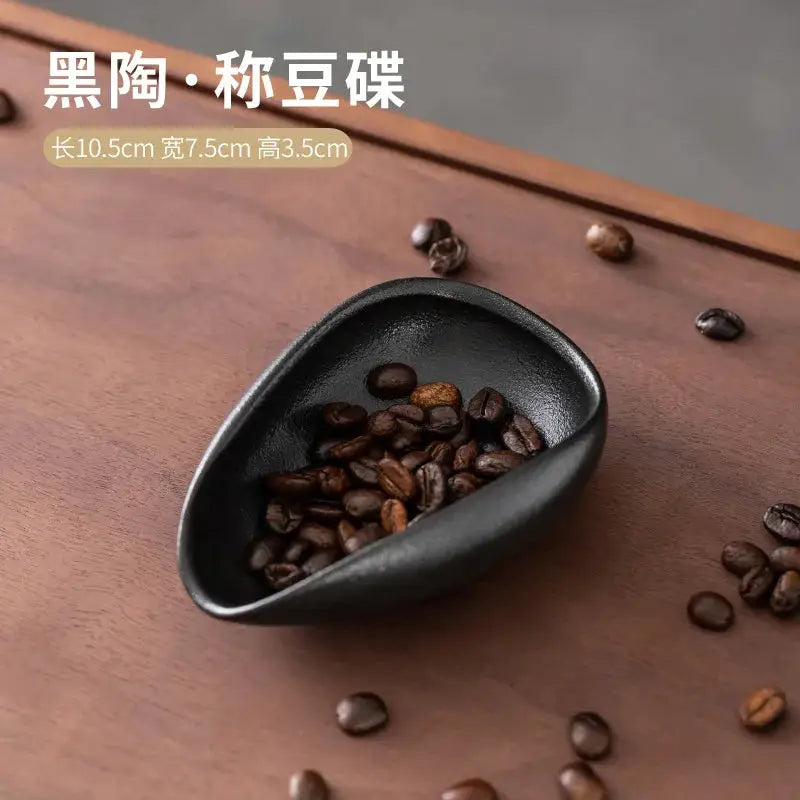 Ceramic Coffee Bean Dosing Cup Tray - Pottery Espresso Scoop for Precision Coffee Brewing
