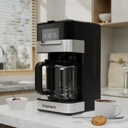 Empstorm 2024 American style keep warm function electric programmable single service drip coffee machine with 12cups glass pot