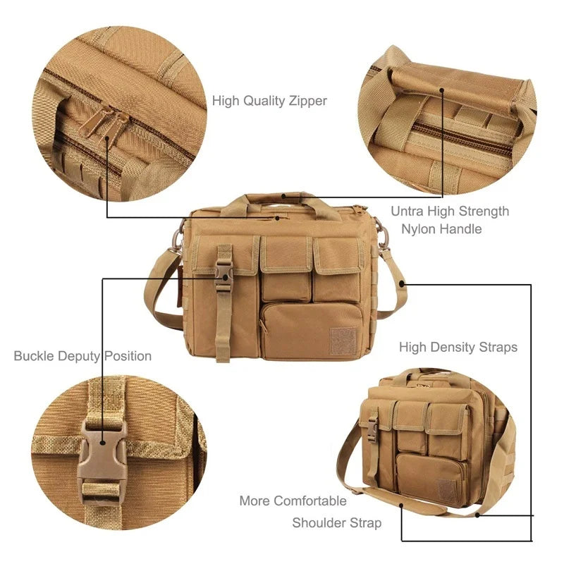 NNEOBA Tactical MOLLE Shoulder Bag Oxford Handbag Khaki