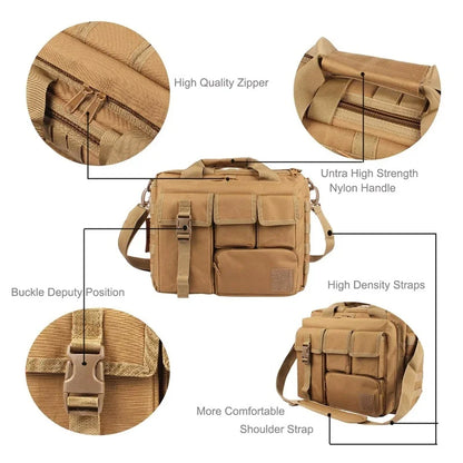 NNEOBA Tactical MOLLE Shoulder Bag Oxford Handbag Khaki