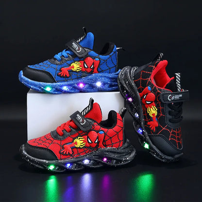 Breathable running shoes Spiderman with LED for children Multivariant