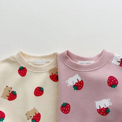 Pants and Sweatshirt Set Strawberries for Children-4