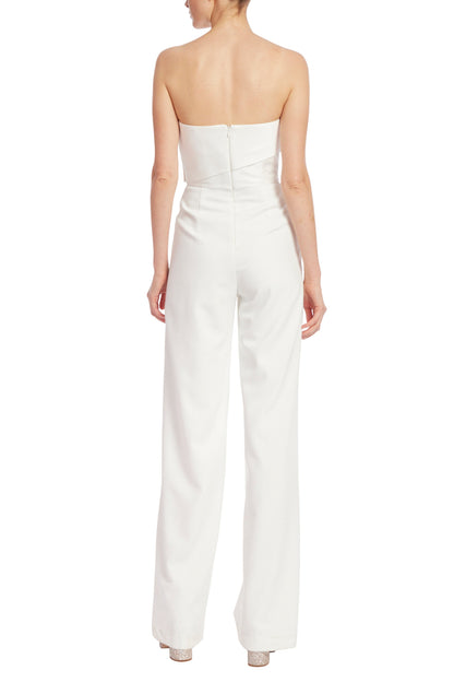 Badgley Mischka Strapless Tuxedo-Style Crepe Faux Pockets Jumpsuit-2