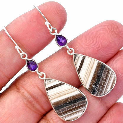 Natural Prairie Agate & Amethyst Earrings E-1002 SDE80577
