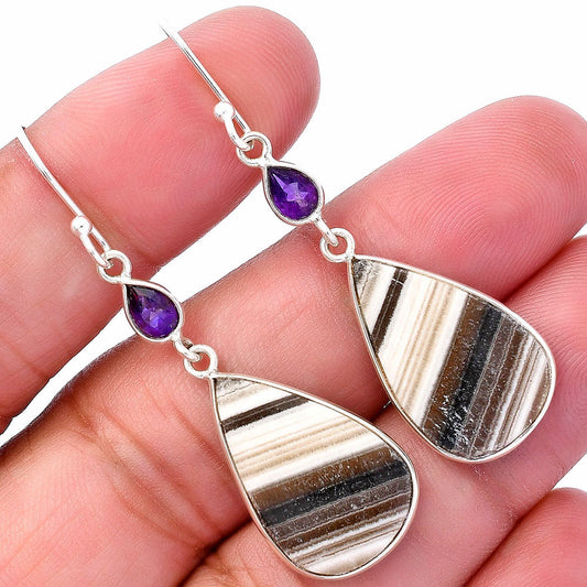 Natural Prairie Agate & Amethyst Earrings E-1002 SDE80577