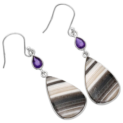 Natural Prairie Agate & Amethyst Earrings E-1002 SDE80577