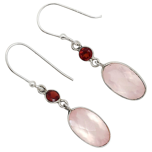 Rose Quartz and Garnet Earrings E-1002 SDE91193