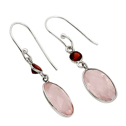 Rose Quartz and Garnet Earrings E-1002 SDE91193