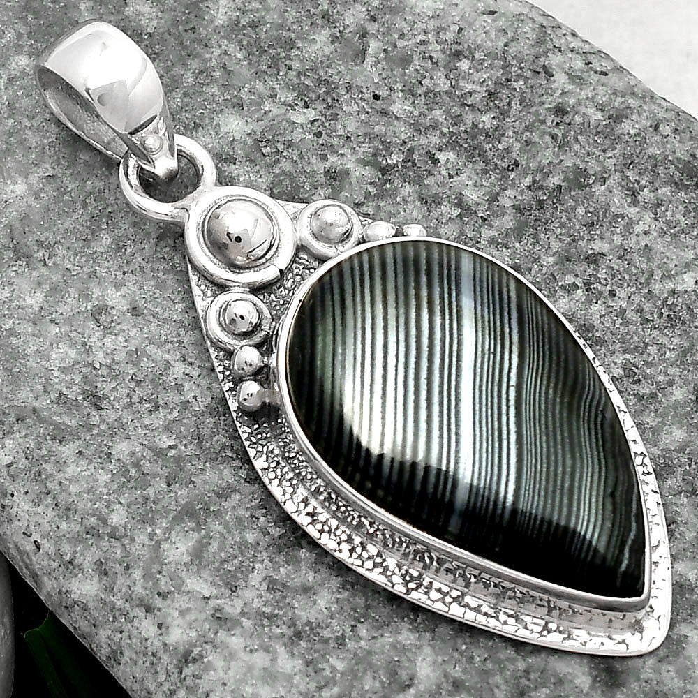 Crown Of Silver Psilomelane - Black Malachite Pendant P-1350 SDP104924