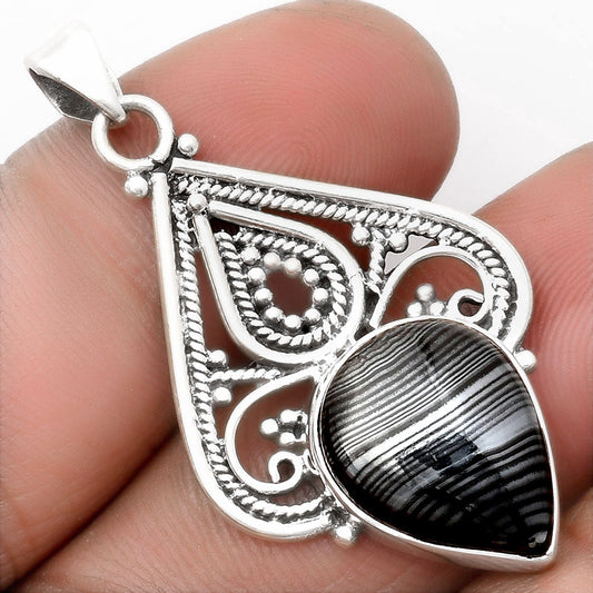 Crown Of Silver Psilomelane - Black Malachite Pendant P-1541 SDP107269