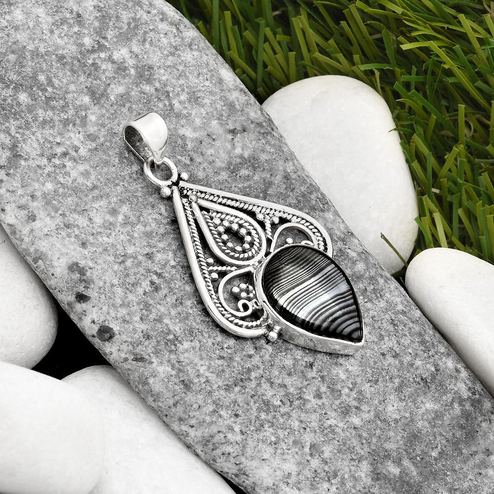 Crown Of Silver Psilomelane - Black Malachite Pendant P-1541 SDP107269