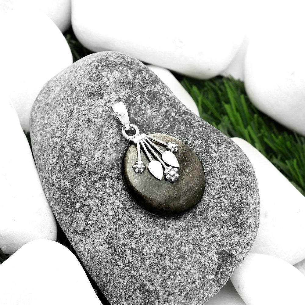 Natural Silver Obsidian Pendant P-1647 SDP111356-1