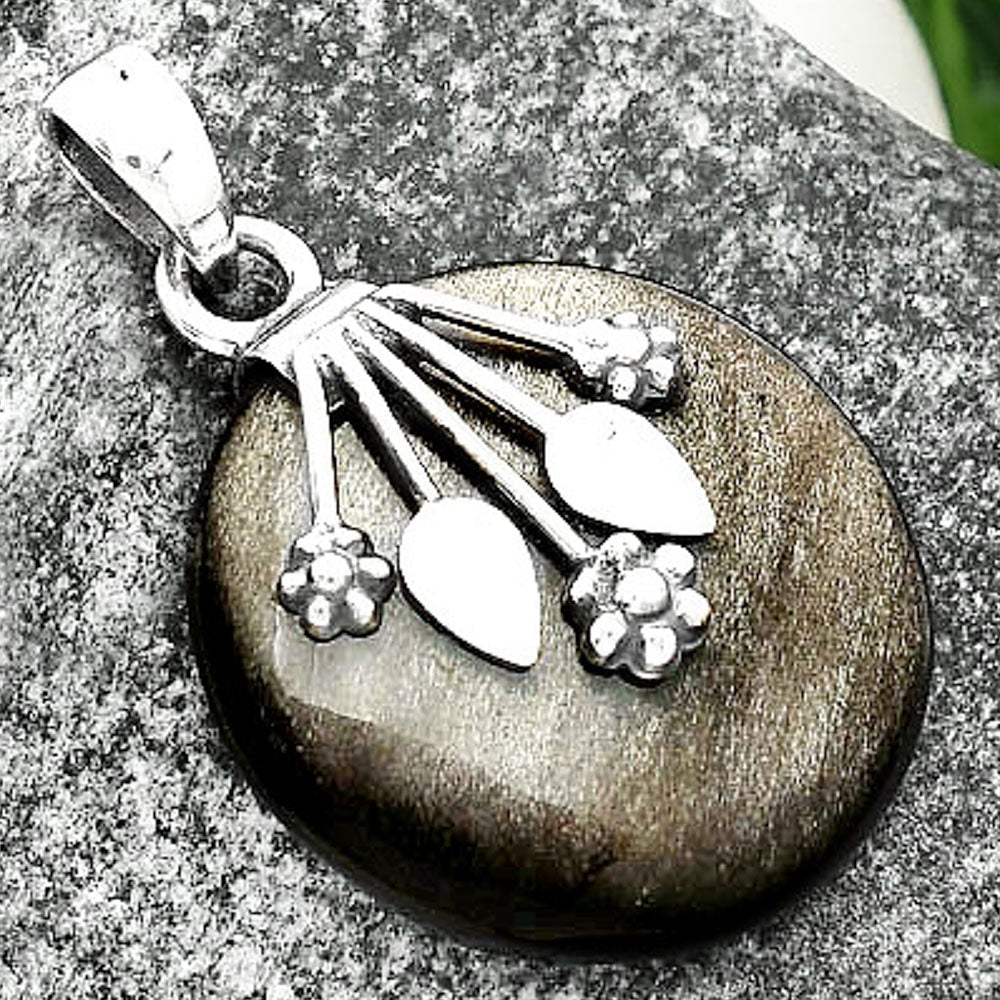 Natural Silver Obsidian Pendant P-1647 SDP111359-2