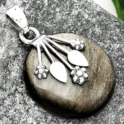 Natural Silver Obsidian Pendant P-1647 SDP111359-2