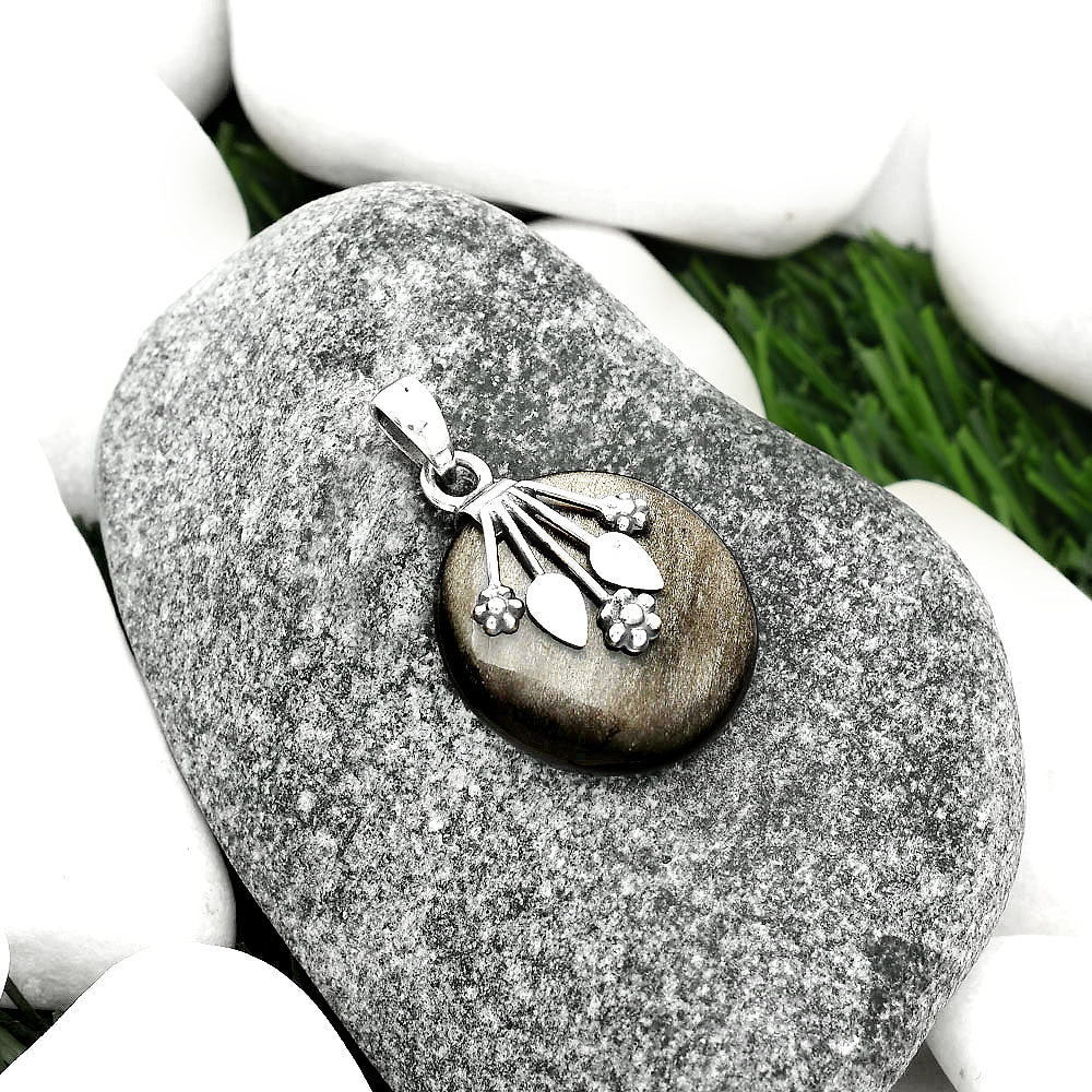 Natural Silver Obsidian Pendant P-1647 SDP111359-1