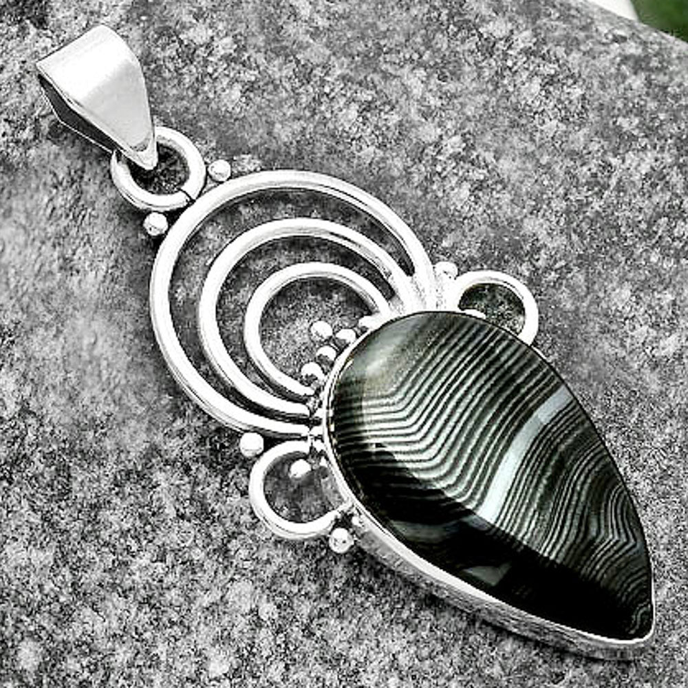 Crown Of Silver Psilomelane - Black Malachite Pendant P-1541 SDP111512