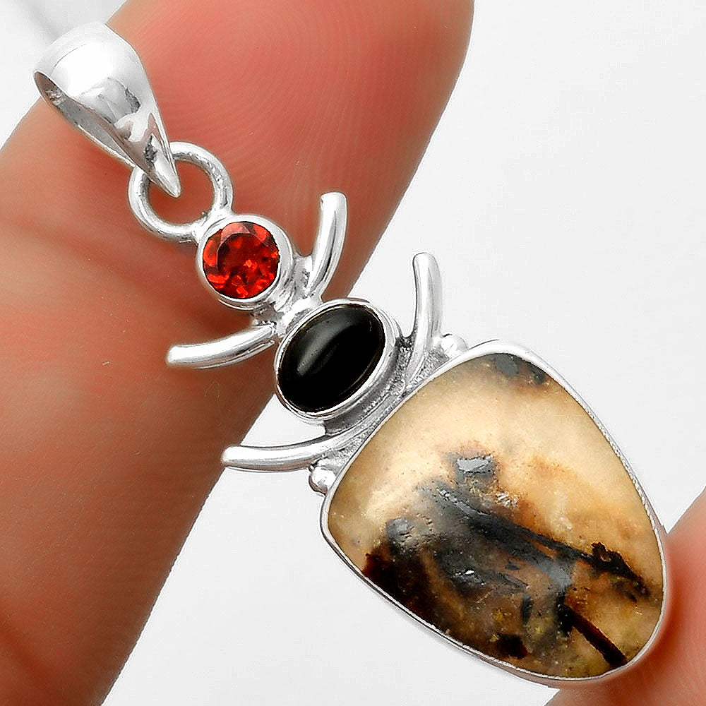 Astrophyllite, Black Onyx & Garnet Pendant P-1593 SDP114775