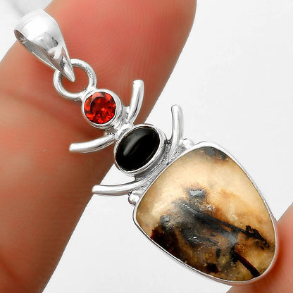 Astrophyllite, Black Onyx & Garnet Pendant P-1593 SDP114775