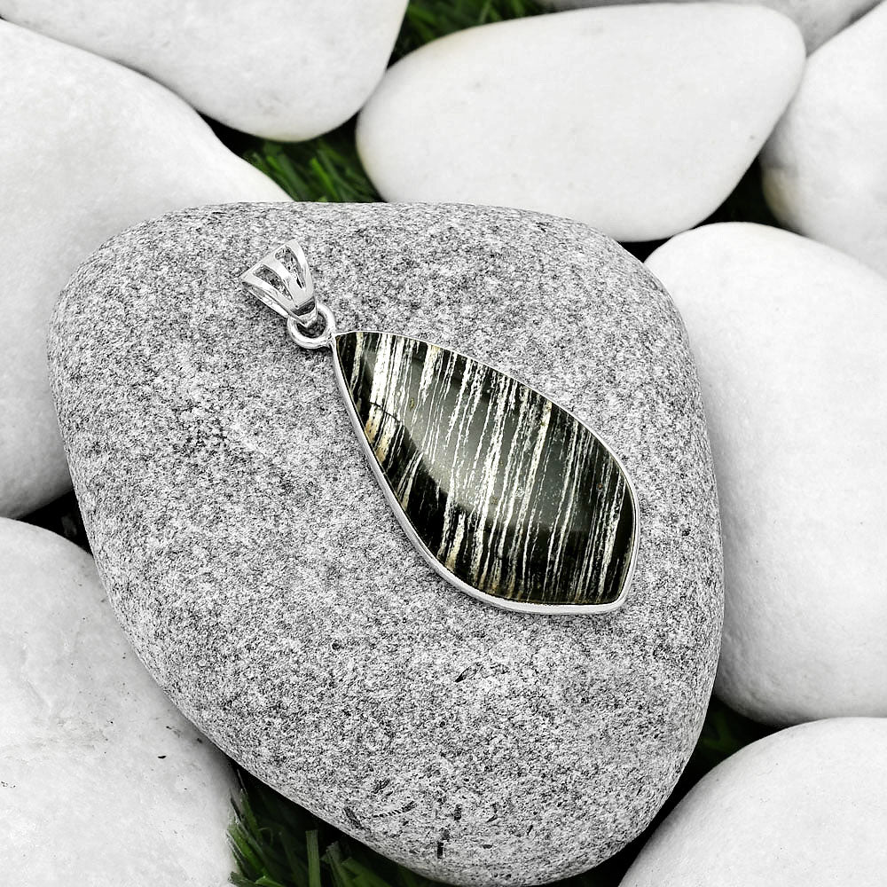 Natural Silver Leaf Obsidian Pendant P-1001 SDP125002-1