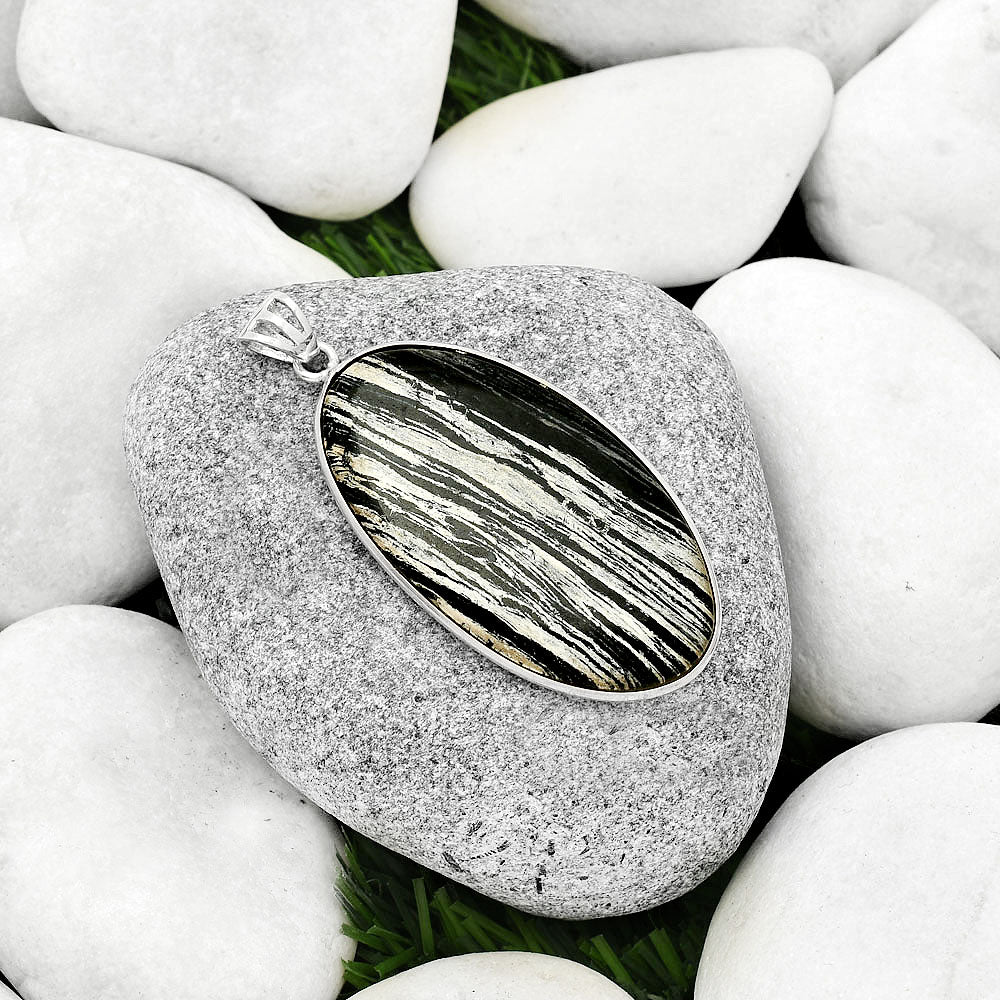 Natural Silver Leaf Obsidian Pendant P-1001 SDP125009-1