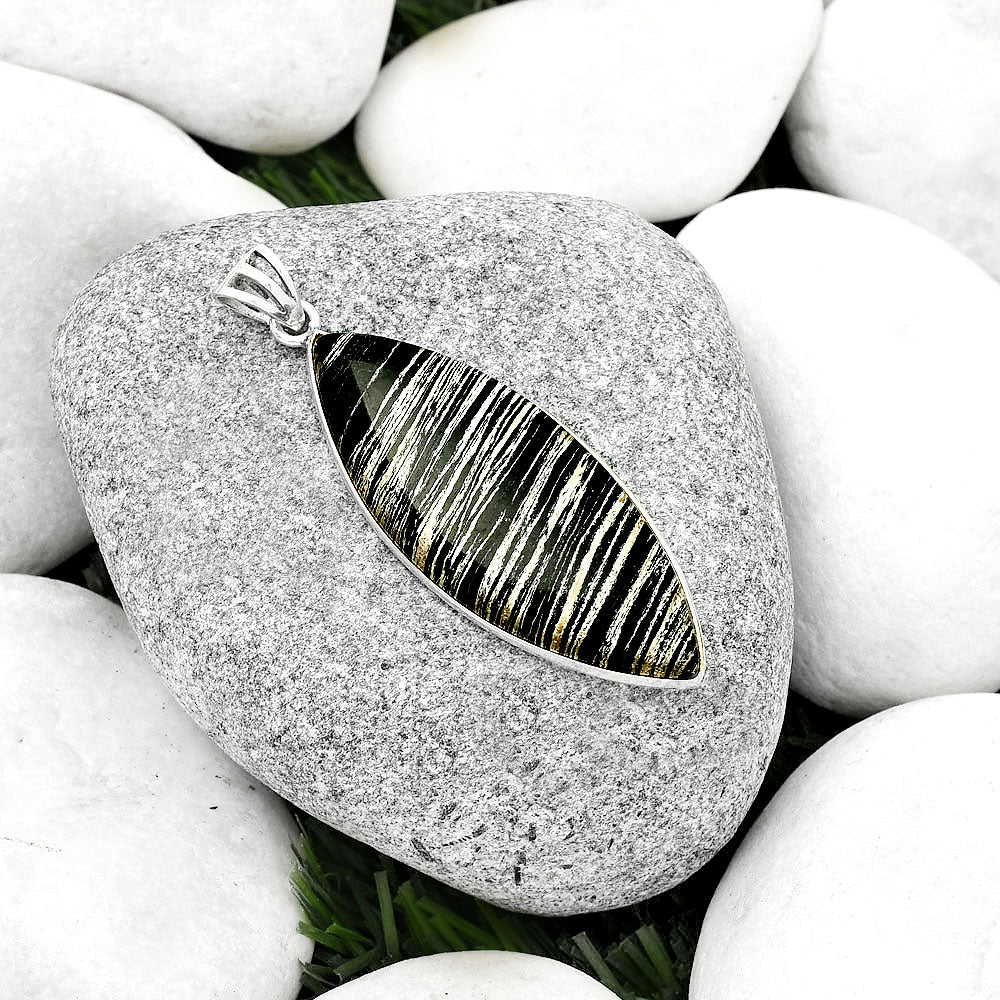Natural Silver Leaf Obsidian Pendant P-1001 SDP125014-1