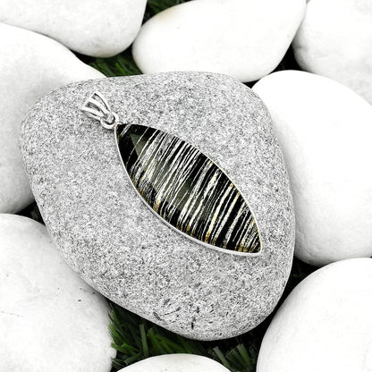 Natural Silver Leaf Obsidian Pendant P-1001 SDP125014-1