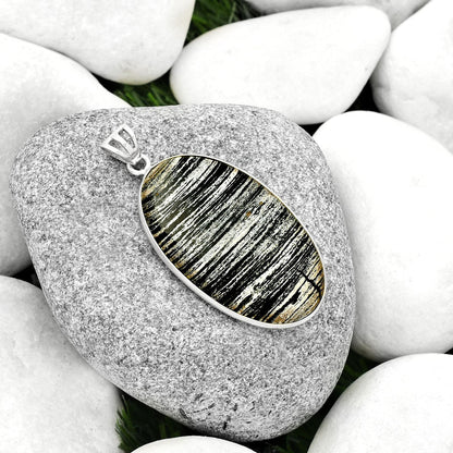 Natural Silver Leaf Obsidian Pendant P-1001 SDP125026-1
