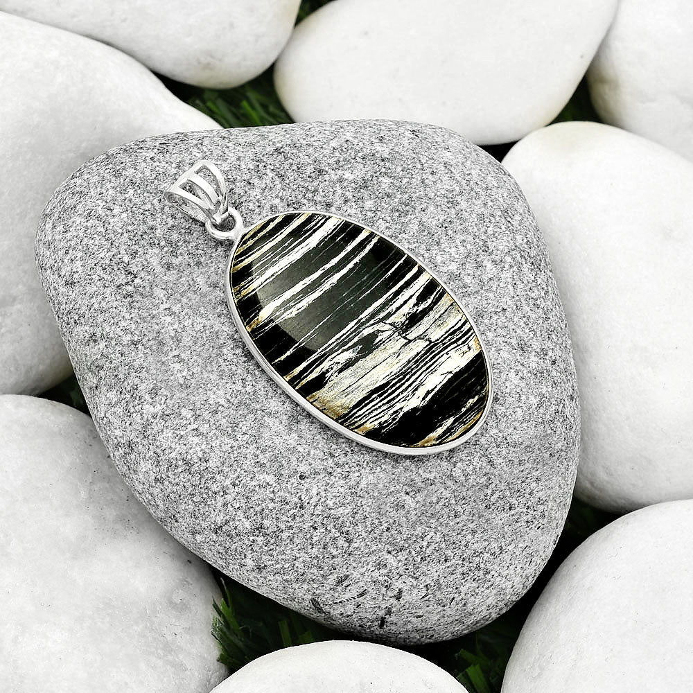 Natural Silver Leaf Obsidian Pendant P-1001 SDP125041-1