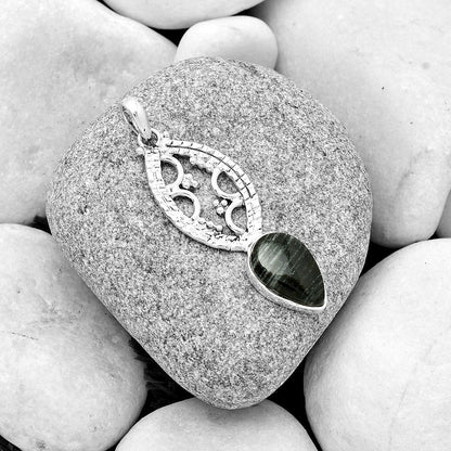 Natural Silver Leaf Obsidian Pendant P-1035 SDP125867-1