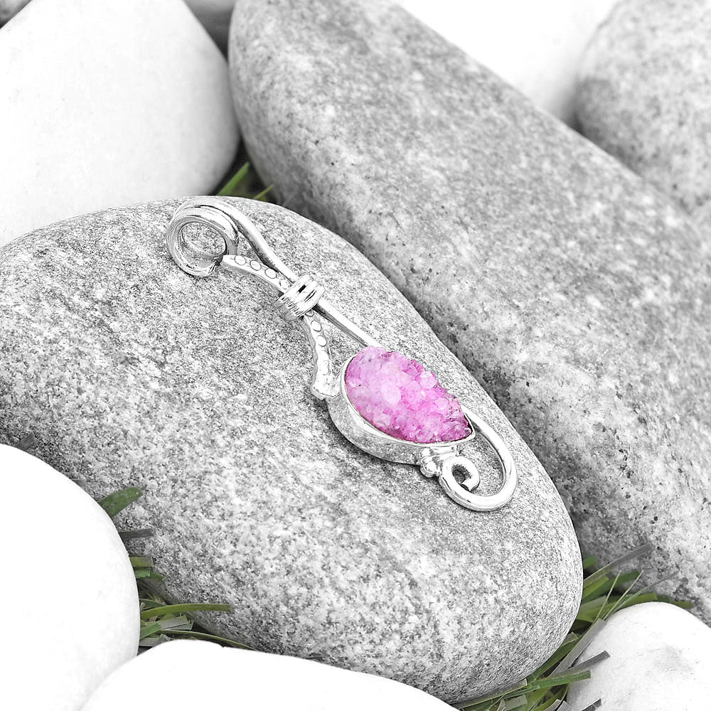 Pink Agate Druzy Pendant P-1682 SDP129235