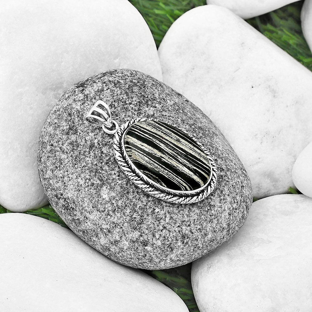 Natural Silver Leaf Obsidian Pendant P-1074 SDP138741-1