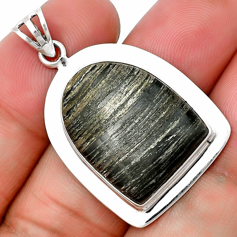 Natural Silver Leaf Obsidian Pendant P-1076 SDP138837-0