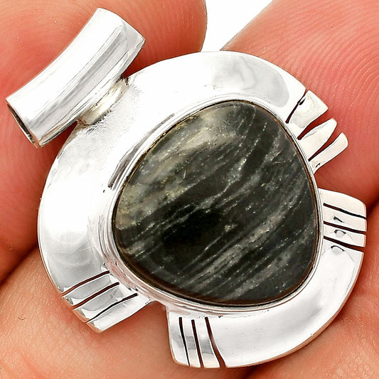 Natural Silver Leaf Obsidian Pendant P-1598 SDP148802-0
