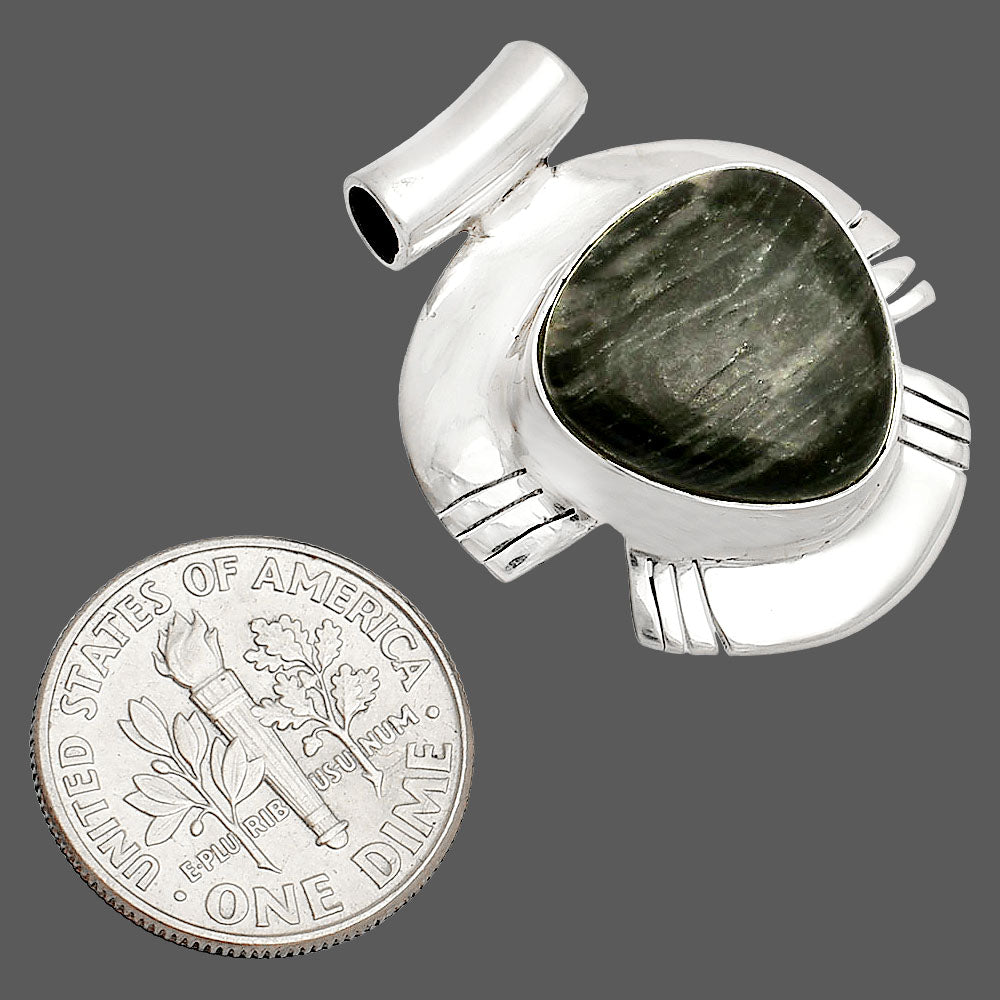 Natural Silver Leaf Obsidian Pendant P-1598 SDP148802-2
