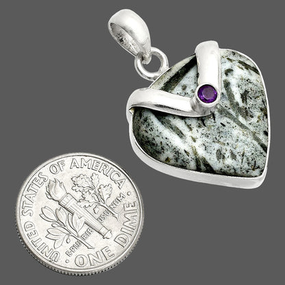 Natural Hornblende & Amethyst Pendant P-1735 SDP150807