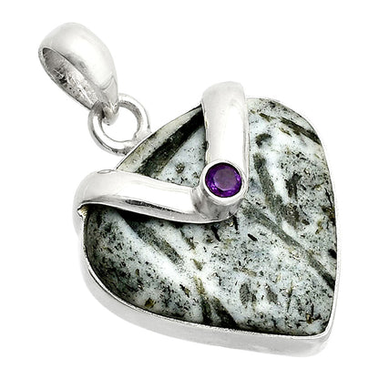 Natural Hornblende & Amethyst Pendant P-1735 SDP150807