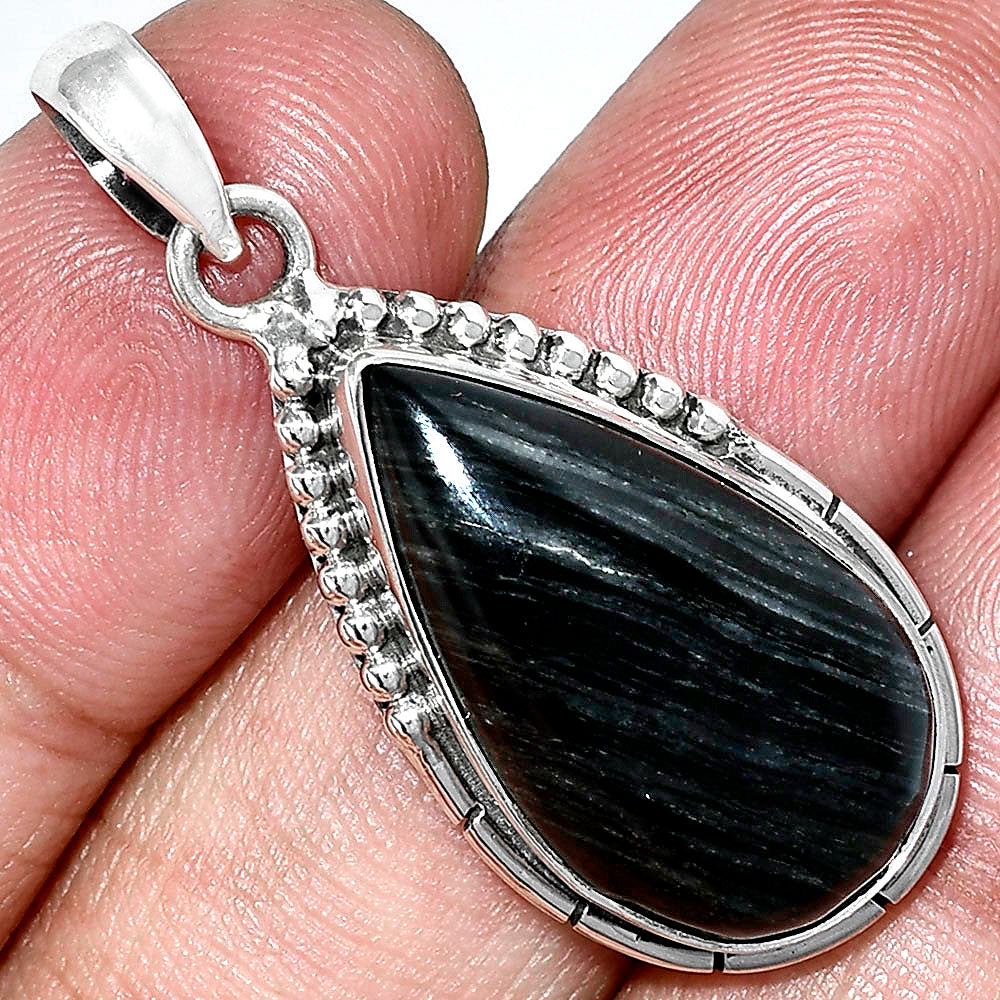 Natural Silver Leaf Obsidian Pendant P-1058 SDP153828-0