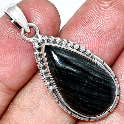 Natural Silver Leaf Obsidian Pendant P-1058 SDP153828-0