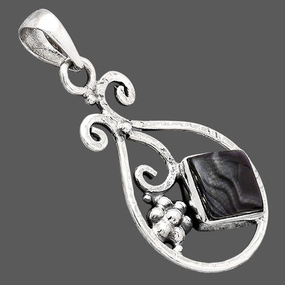 Crown Of Silver Psilomelane - Black Malachite Pendant P-1714 SDP154350