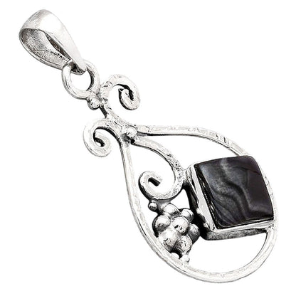 Crown Of Silver Psilomelane - Black Malachite Pendant P-1714 SDP154350