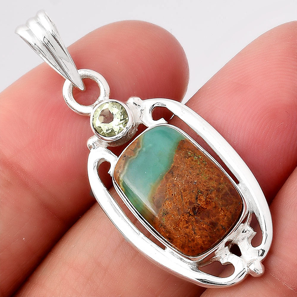 Boulder Chrysoprase and Prasiolite Pendant P-1623 SDP154363