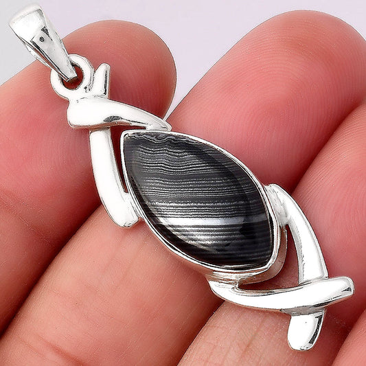 Crown Of Silver Psilomelane - Black Malachite Pendant P-1428 SDP154906
