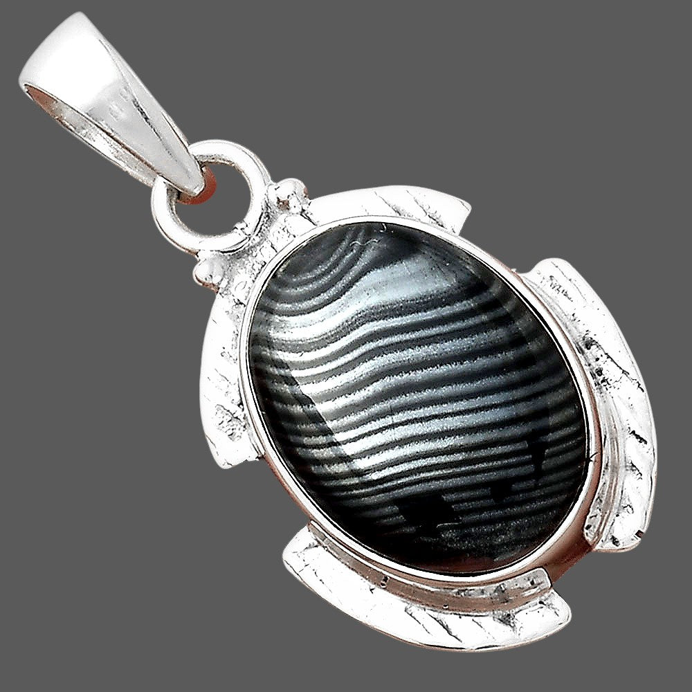 Crown Of Silver Psilomelane - Black Malachite Pendant P-1705 SDP156264