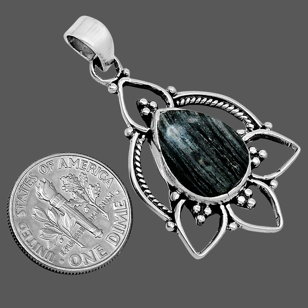Natural Silver Leaf Obsidian Pendant P-1444 SDP157711-2