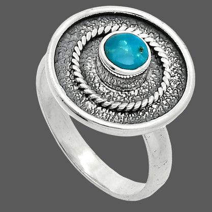Natural Turquoise Morenci Mine Ring size-8 R-1439 SDR244306