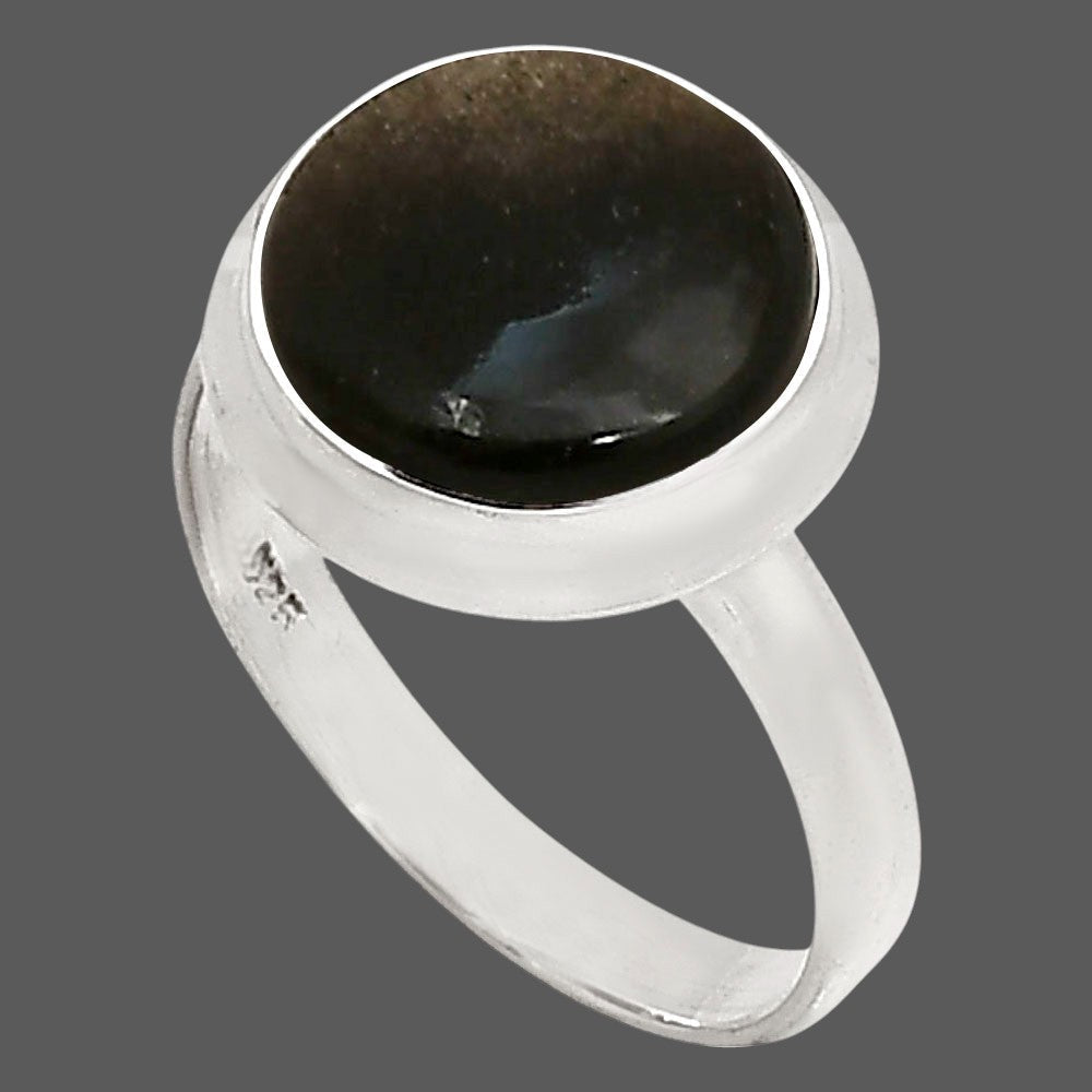 Silver Obsidian Ring size-8 R-1007 SDR250269-1