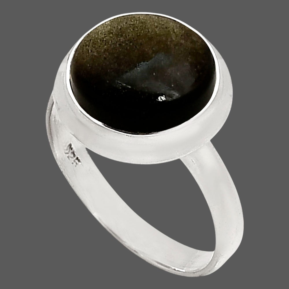 Silver Obsidian Ring size-9 R-1007 SDR250273-1
