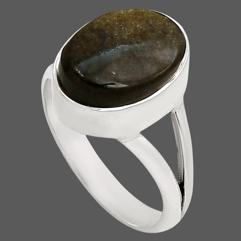 Silver Obsidian Ring size-9 R-1002 SDR250706